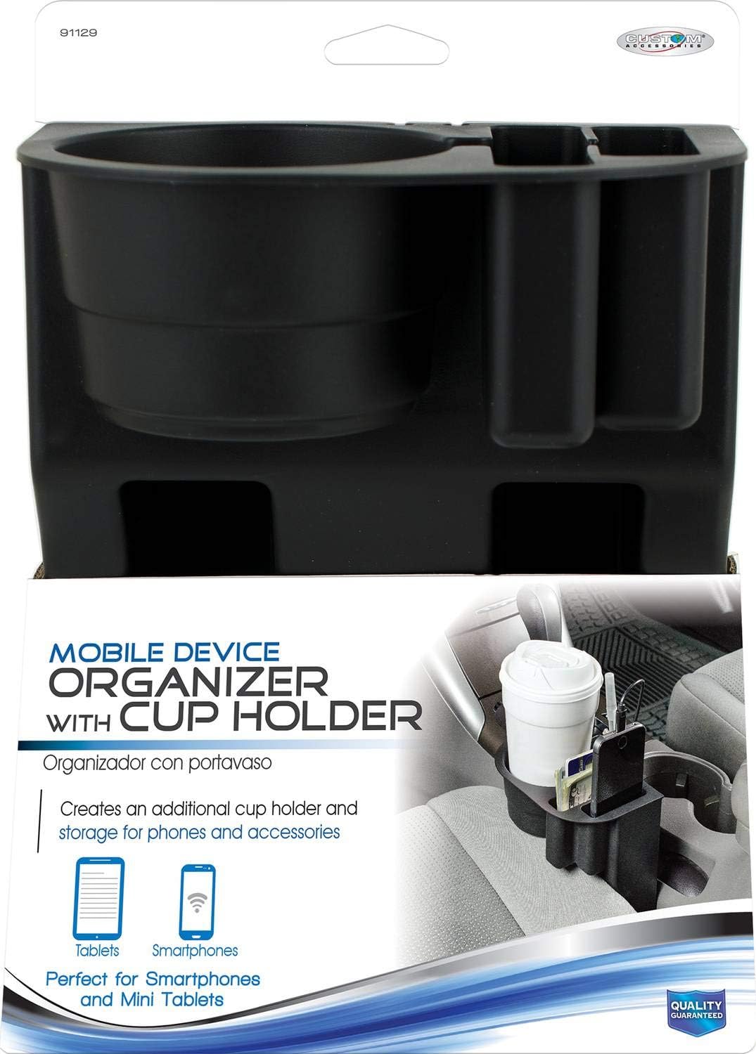 Custom Accessories Seat Wedge Cup Holder, Center Storage for Smartphones