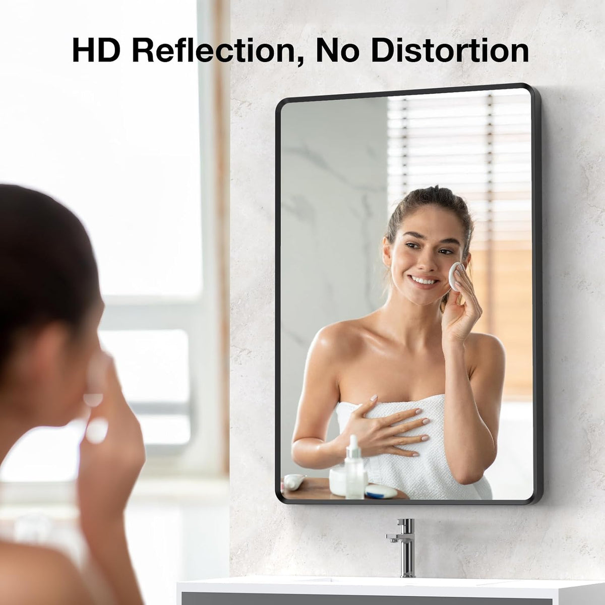 24x36 inch Black Bathroom Mirror, Wall Mount Vanity Mirror