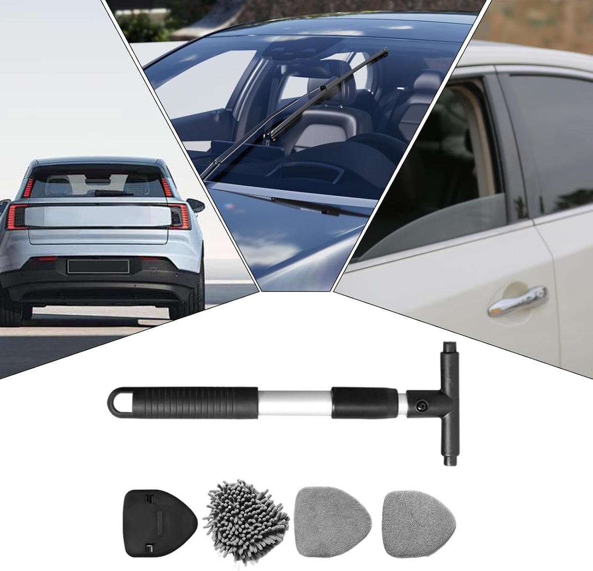 Window Cleaner Tool - Glass Wiper, Windshield Washer | Extendable Auto Cleaning Accessory, Shower Door Scrubber with Ergonomic Handle for Fast streaksfree Shine in Homes, Bathrooms, or Car Interiors