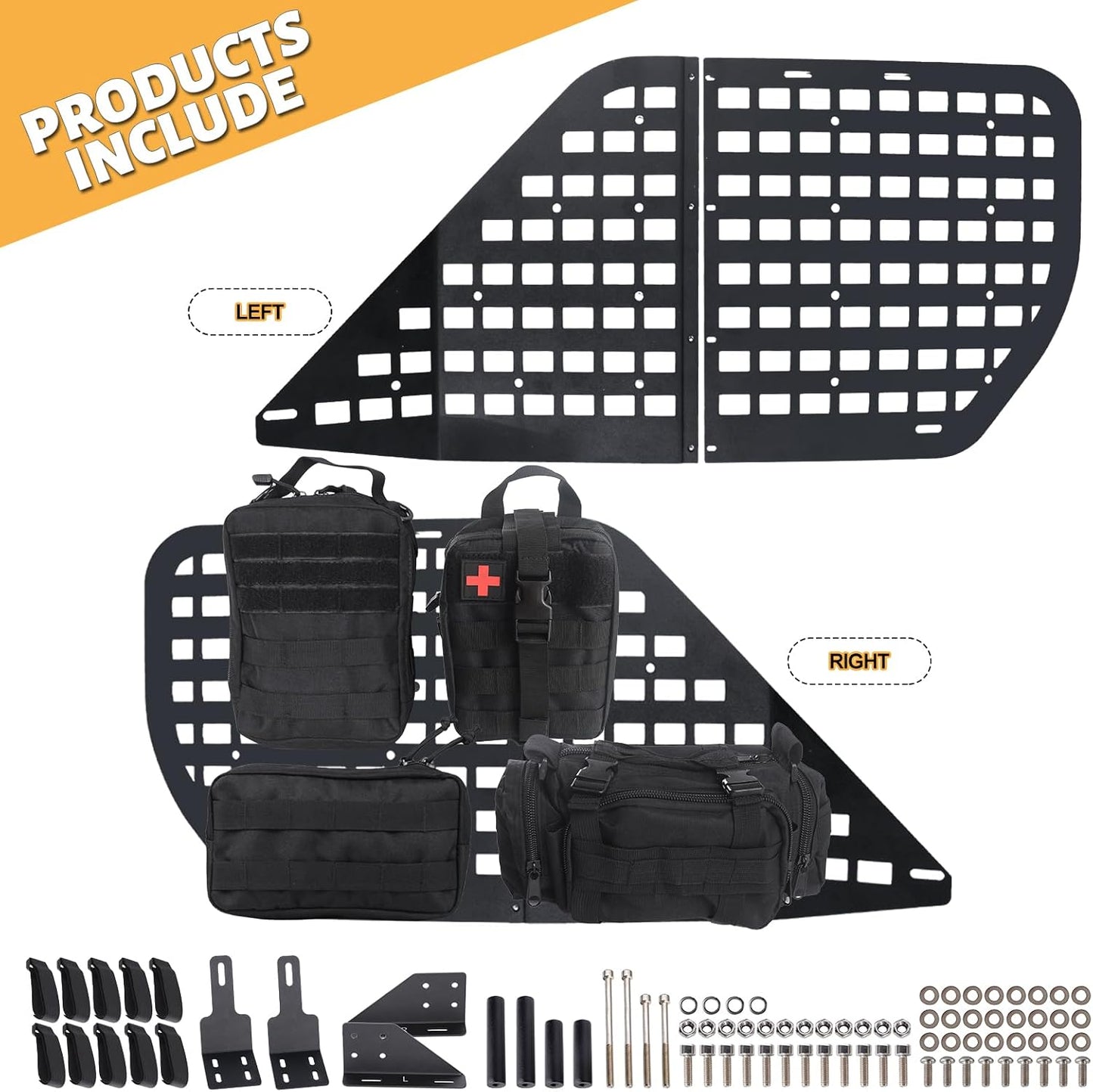 MAIKER Rear Window Molle Panel Modular Storage Panel System with 4 Storage Bag and 10 Fastening Tape for Toyota 4Runner 2010-2023