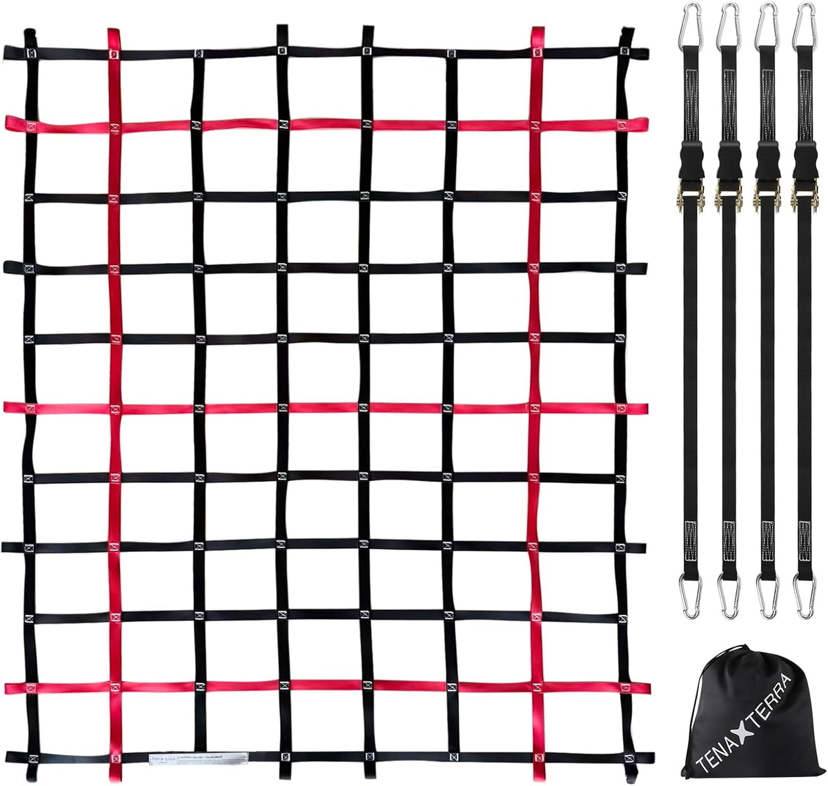 Cargo Net for Pickup Truck Bed with 4Pcs Ratchet Tie-Down Straps, 50"x66", (WLL) 1100lbs, Heavy Duty Storage Netting for Trailer's Cargo Carrier