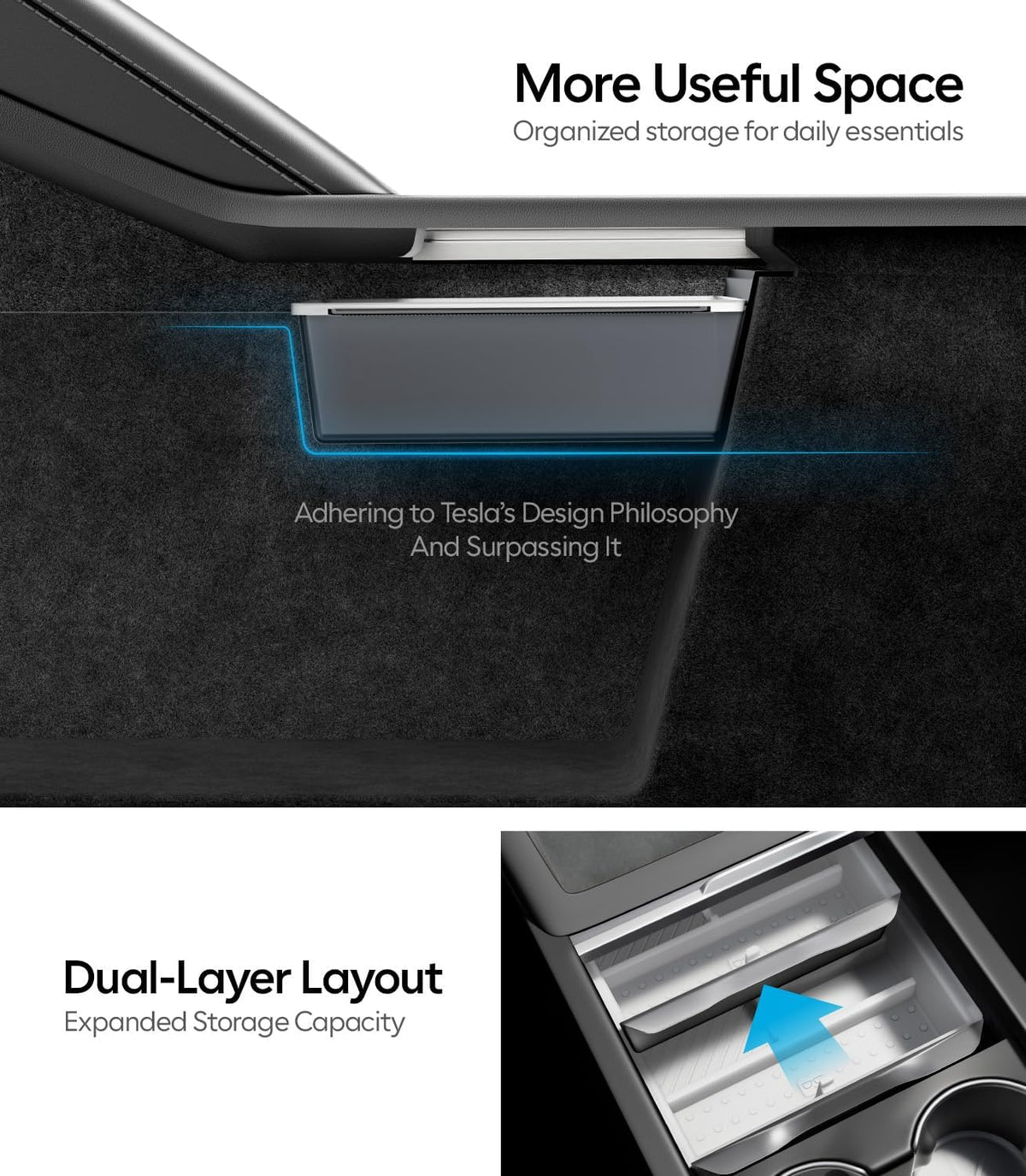 Wigoo for 2026 Tesla Model Y/3/YL Accessories Console Organizer 4PCS White