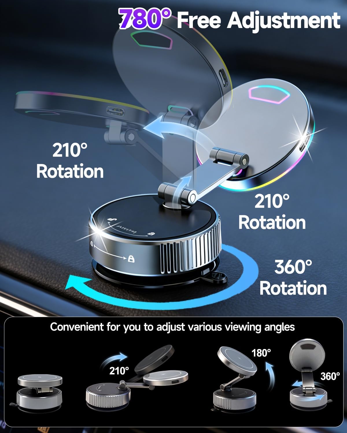 for Magsafe Car Mount Charger 15W Fast Charging Wireless Car Charger Holder
