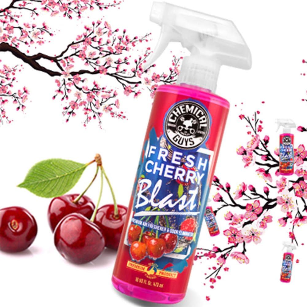Chemical Guys Fresh Cherry Blast Air Freshener & Odor Eliminator, 16 fl oz | For cars, trucks, SUVs, home, and office, brewed with real cherry extract for authentic just-picked scent