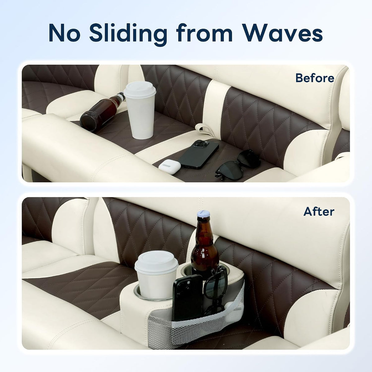 Pontoon Cup Holder,Boat Seat Cup Drink Holder（White&Gray）