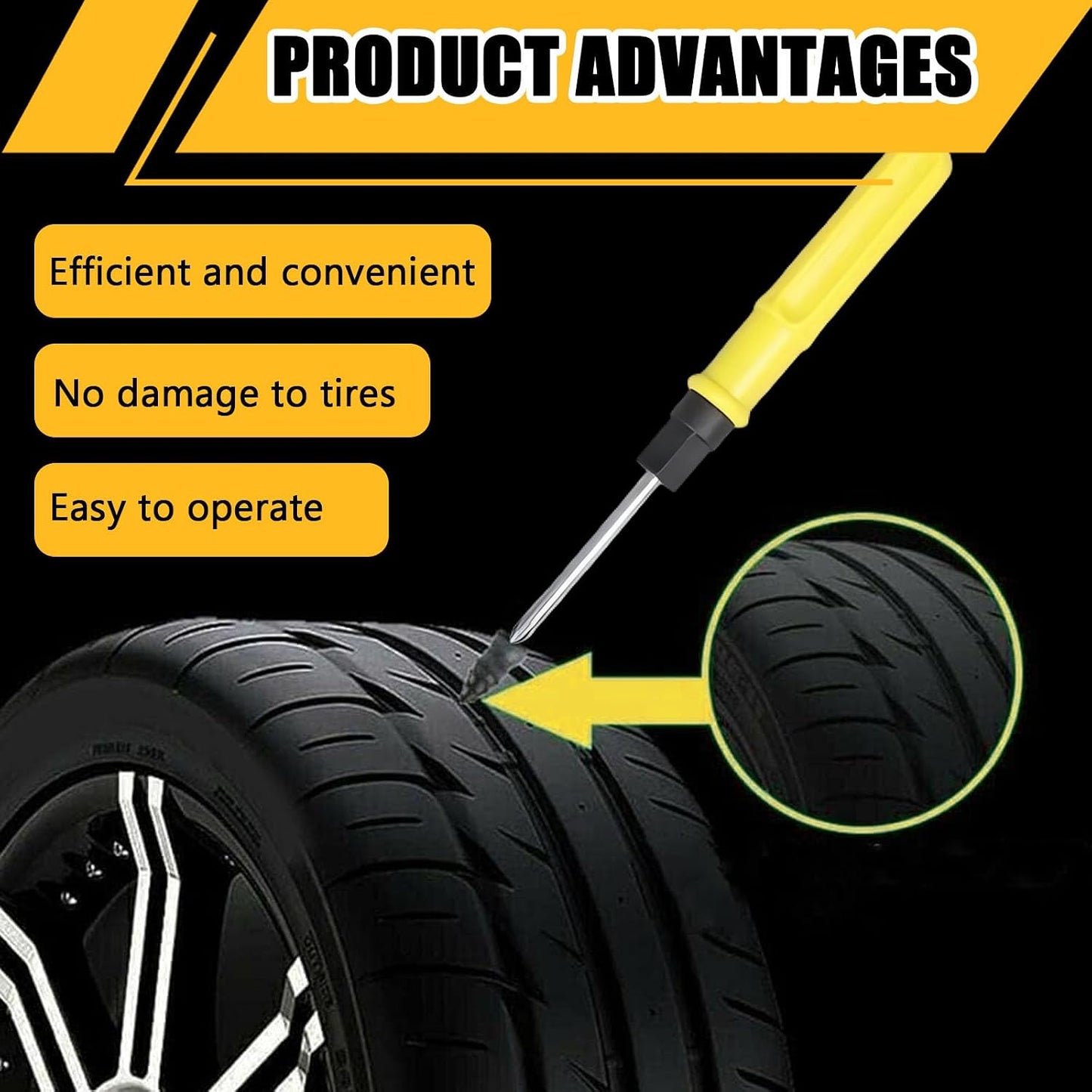 100 PCS Tire Repair Kit, Tire Repair Screws with 2 Sizes, Vacuum Tire Repair Rubber Nail, Screwdriver&Storage Box, Fast Self-Service Tool for Car, Truck, Motorcycle, Tire Puncture Repair (100Pcs)
