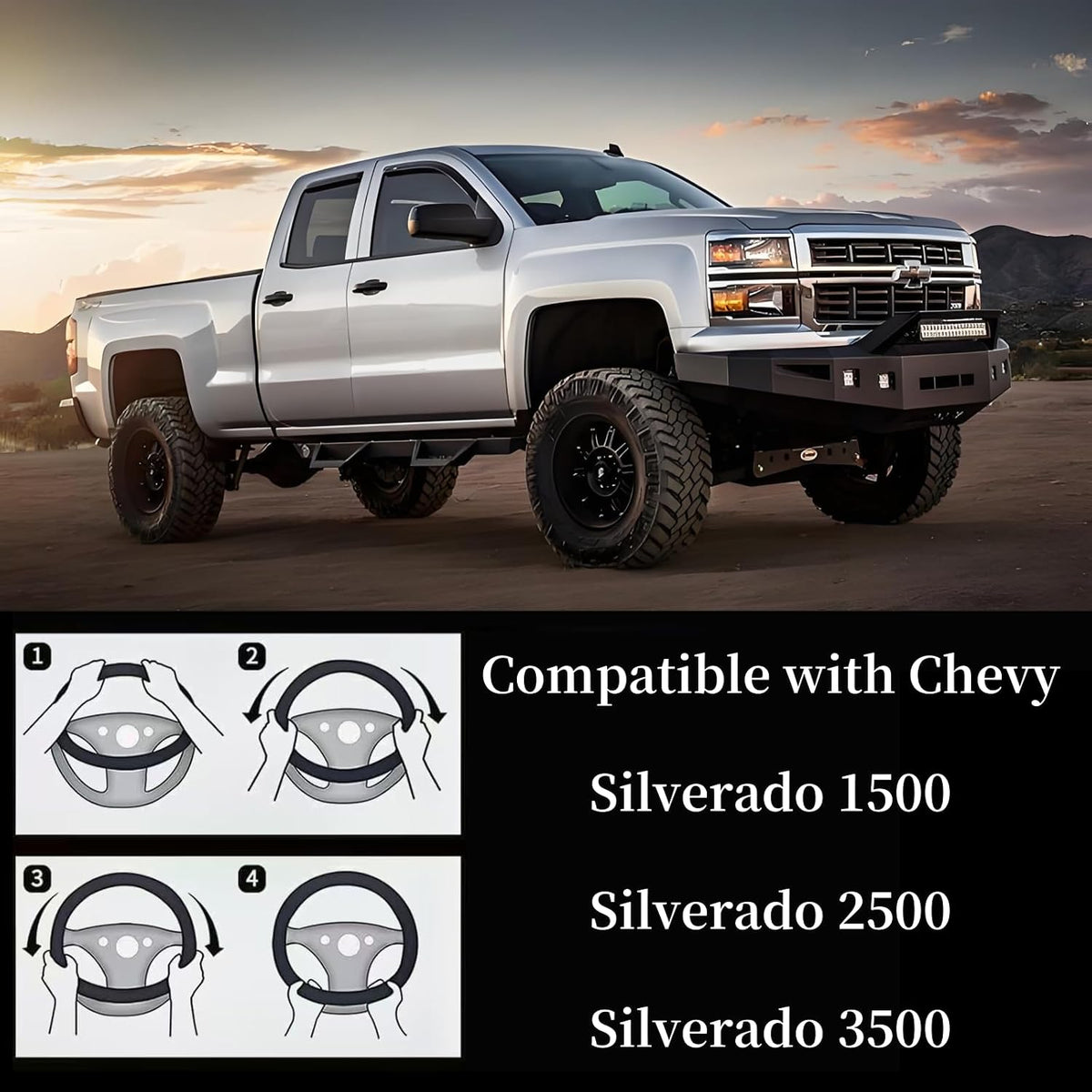 Yangday Leather Steering Wheel Cover for Chevy Silverado 1500 2500 3500