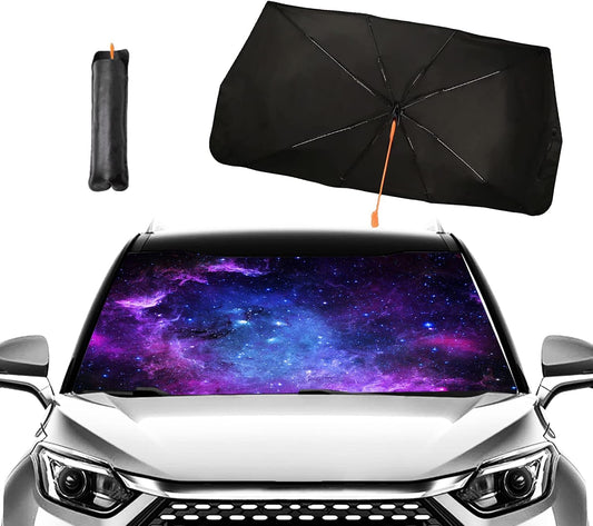 Purple Galaxy Umbrella Sunshade for Car,Windshield Sun Shade Car SUV Trucks Front Window Block UV Rays Heat Keep Vehicle Cool,Foldable Reflective (5731 in), (FG0-DNH9N)