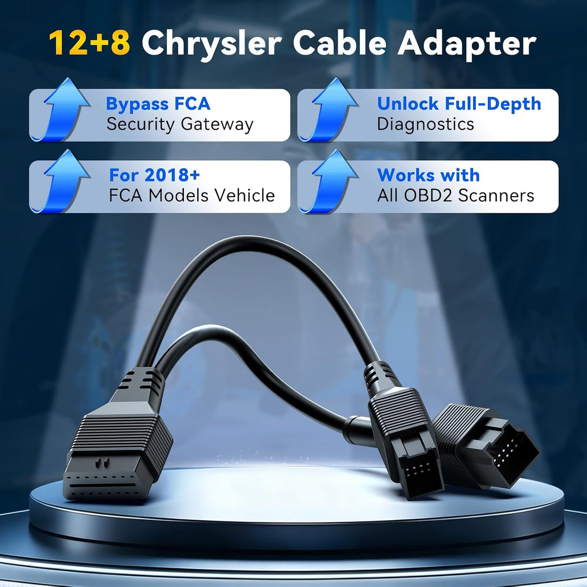 THINKCAR Scanner THINKSCAN 662 OBD2 Scanner Diagnostic Tool + THINKCAR 12+8 Pin Connector to OBD2 Adapter for Chrysler
