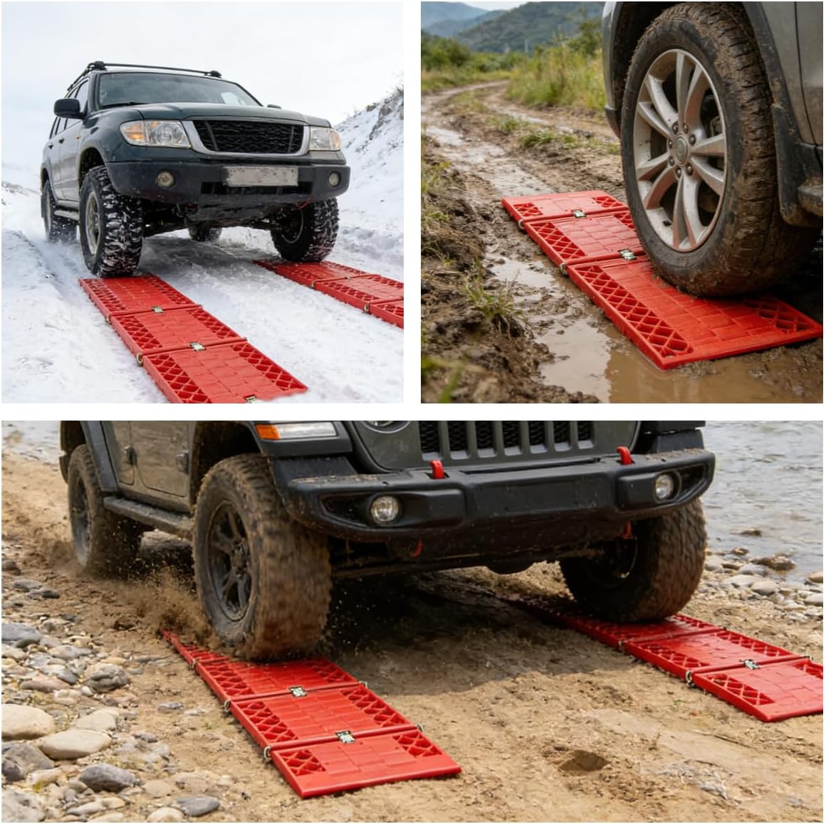 Foldable Emergency Tire Traction Pad, Car Escaper, Ideal to Unstuck Your Car From Snow, Ice, Mud and Sand -2 Pack