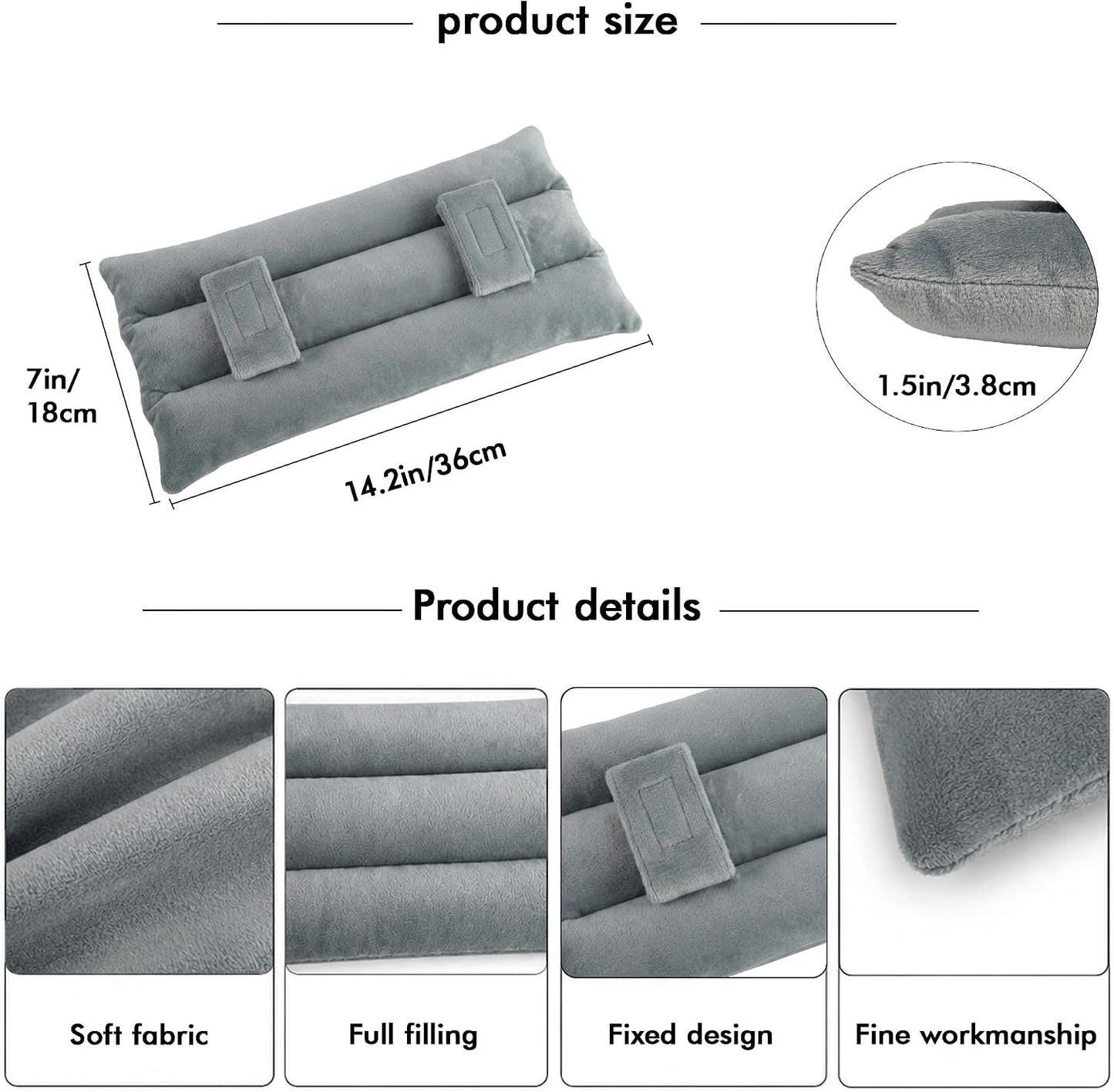 Seat Belt Pillow Post Surgery Mastectomy Seatbelt Cushion for Abdominal Hysterectomy Heart Surgery Recovery Support Stable Non Slip Adult Car Ride Comfort Padding Grey