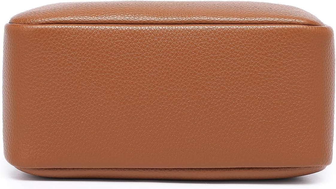 Travel Makeup Bag, Ring Clasp Wristlet Organizer (Saddle Brown)