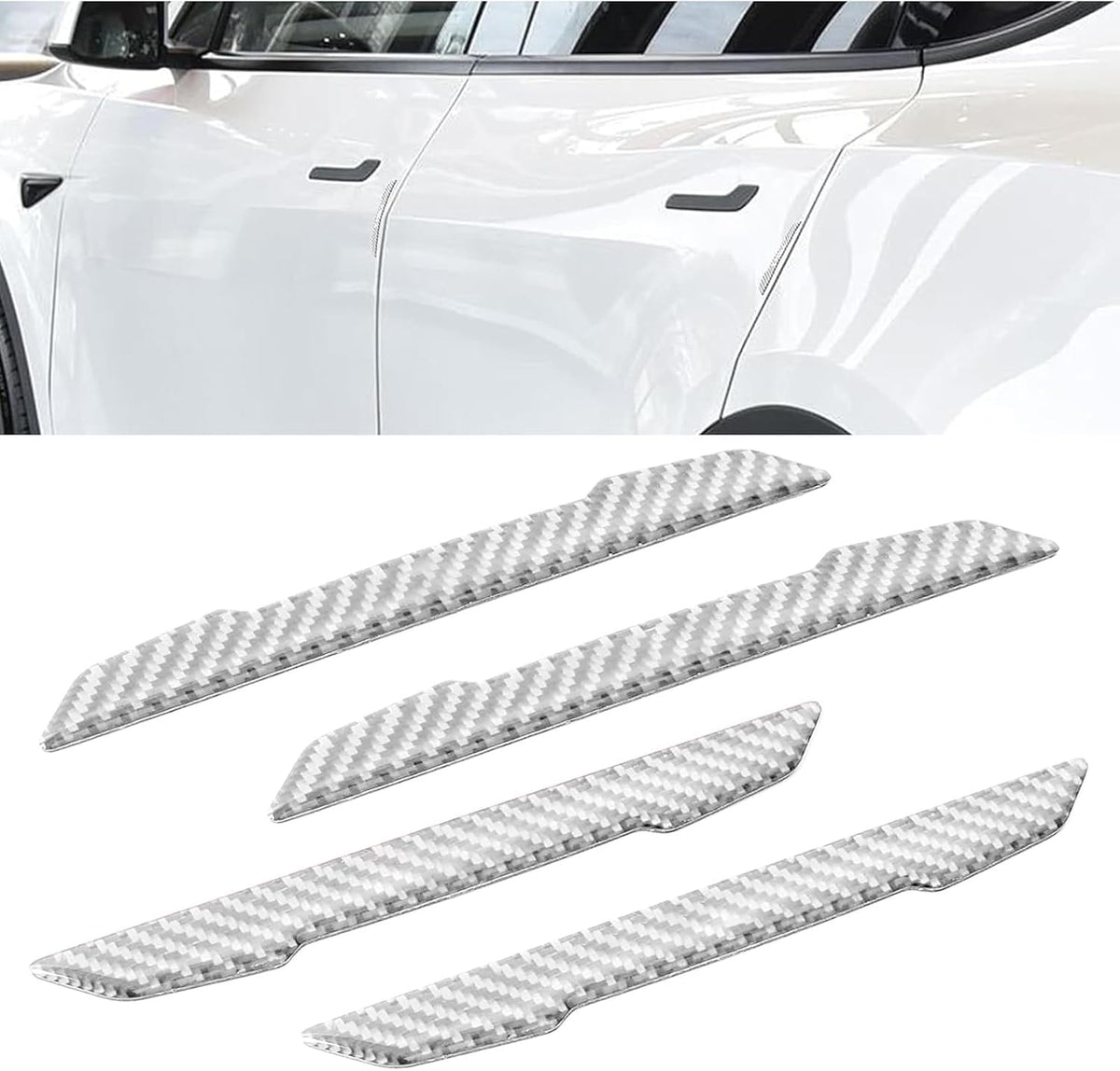 Door Protector Edge Guards Compatible with Tesla Model 3 Y X S Cybertruck Carbon Fiber Exterior Accessories Anti-Collision Bumper Guard Strip Rearview Mirror Wrap Trim Trunk Cover Strips (Black)