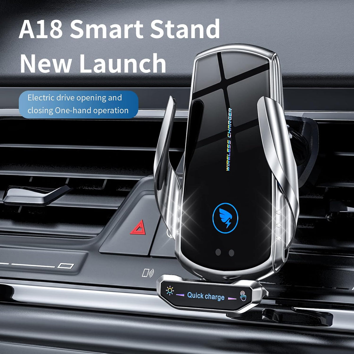 Wireless Car Charger Mount Automotive Electric Induction 15W Fast Charging Auto Clamping Car Phone Holder Mount Wireless Charging Mount Air Vent Phone Holde Compatible with All Android (Red)