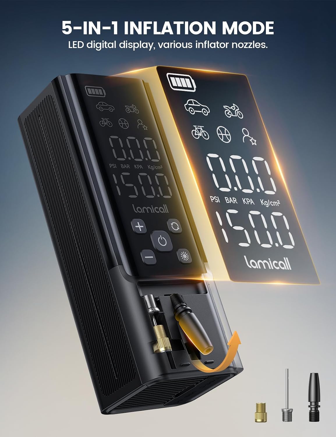 Lamicall Portable Car Tire Inflator Air Compressor 4X Faster 150 PSI