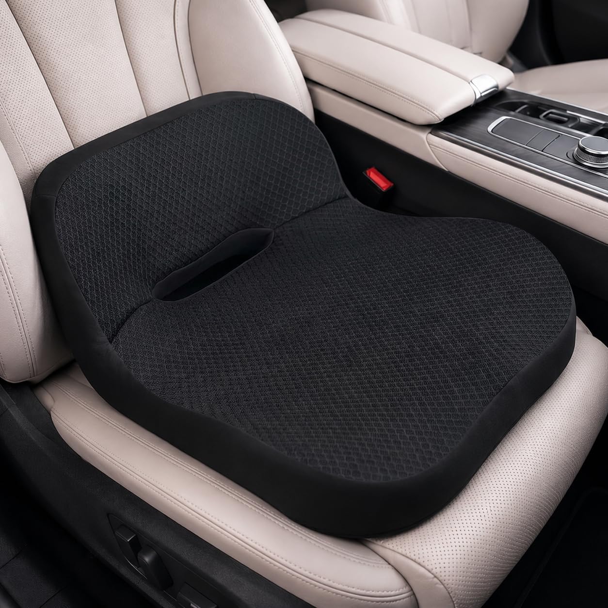 Car Seat Cushion with Integrated Lumbar Support, Memory Foam Pain Relief | Gap-Filling Design, Breathable Mesh Cover, Elevated Seating, Ergonomic Support for Driving Comfort and Long Trips