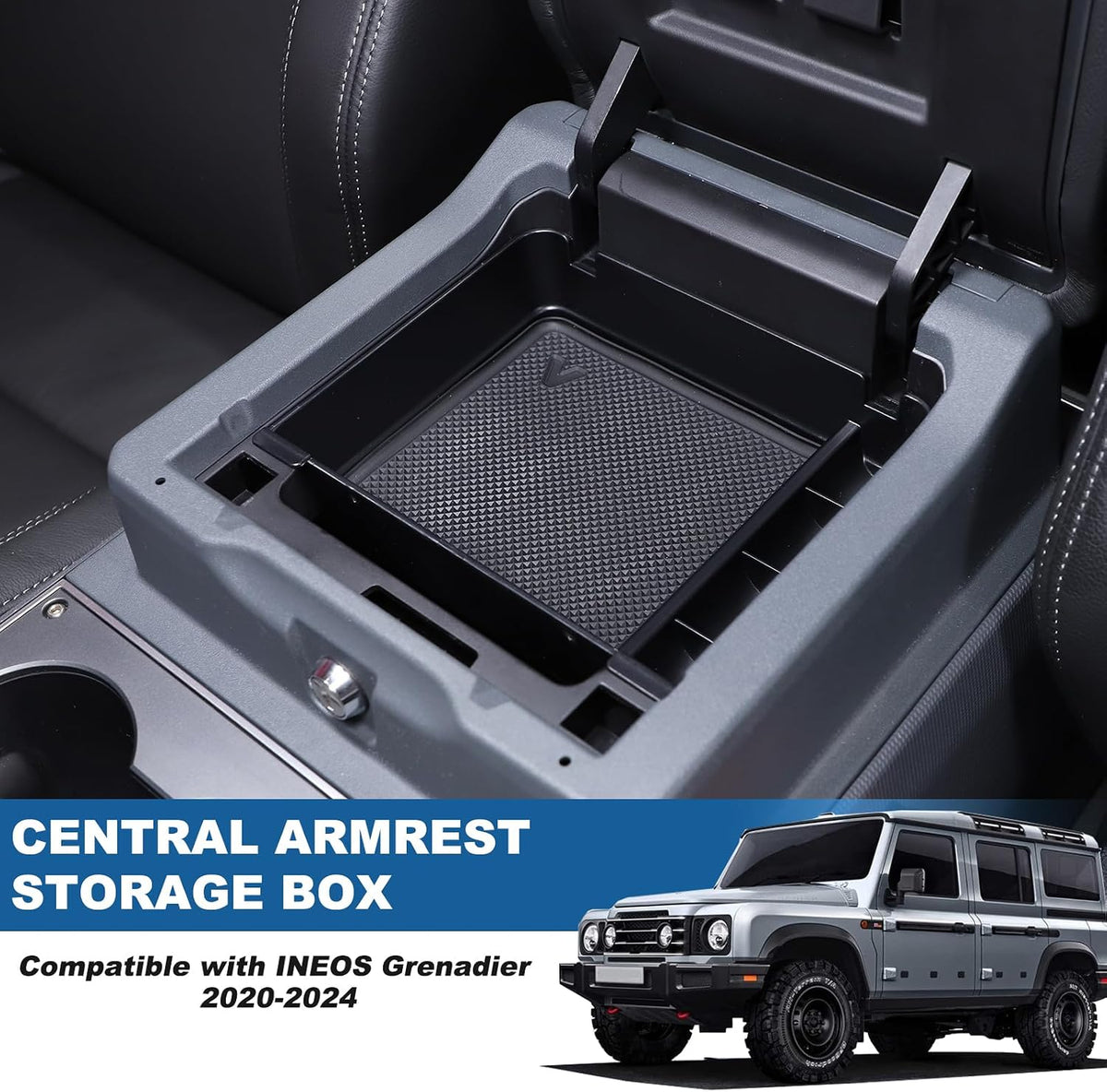 Center Console Organizer Tray Armrest Storage Box Compatible with INEOS Grenadier 2020-2026 Non-Slip Center Console Tray Armrest Secondary Storage Tray Phone Key Organizer Container