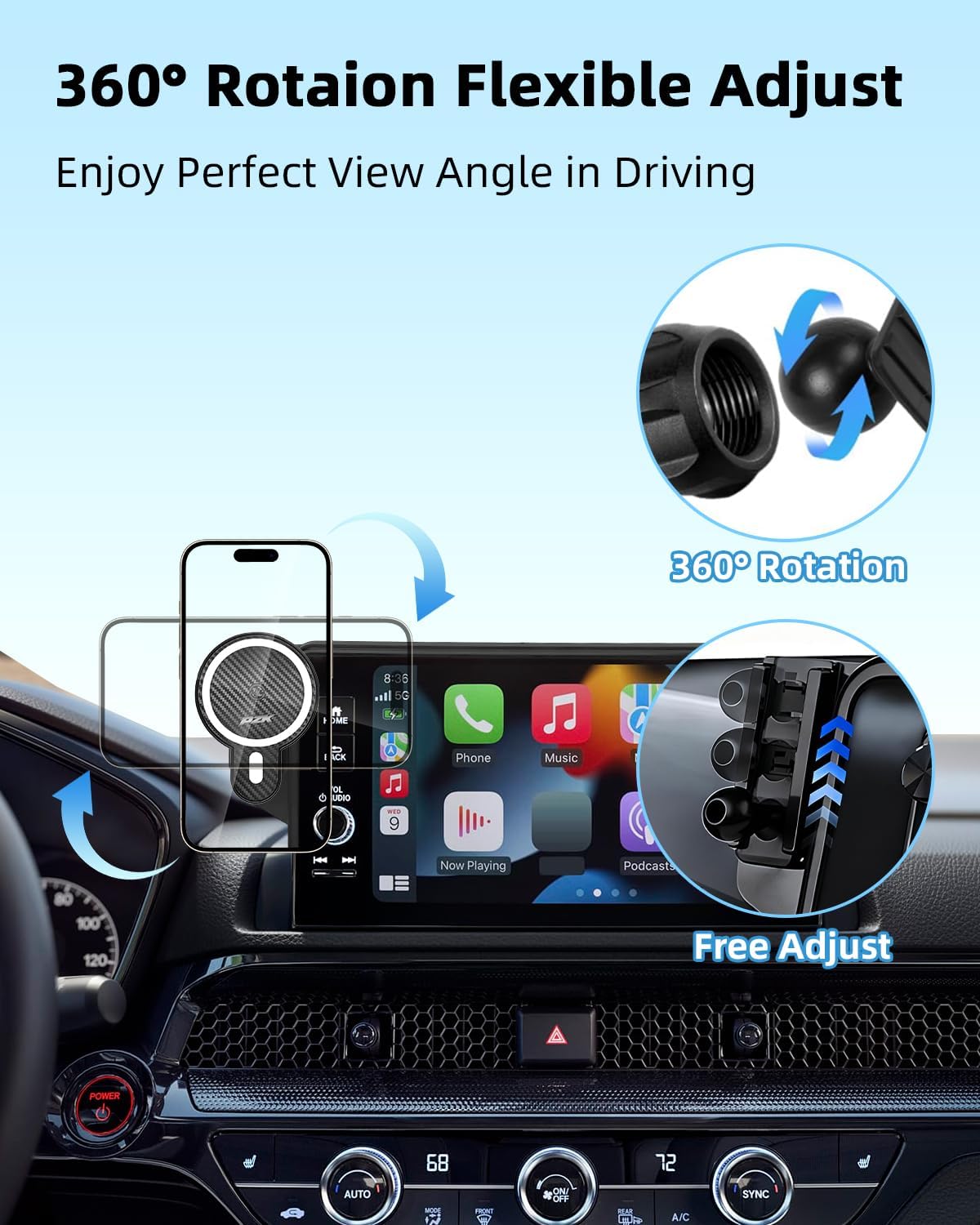 Car Phone Holder for Mercedes-Benz GLC/V-Class 2020-2022 /C-Class 2019-2021
