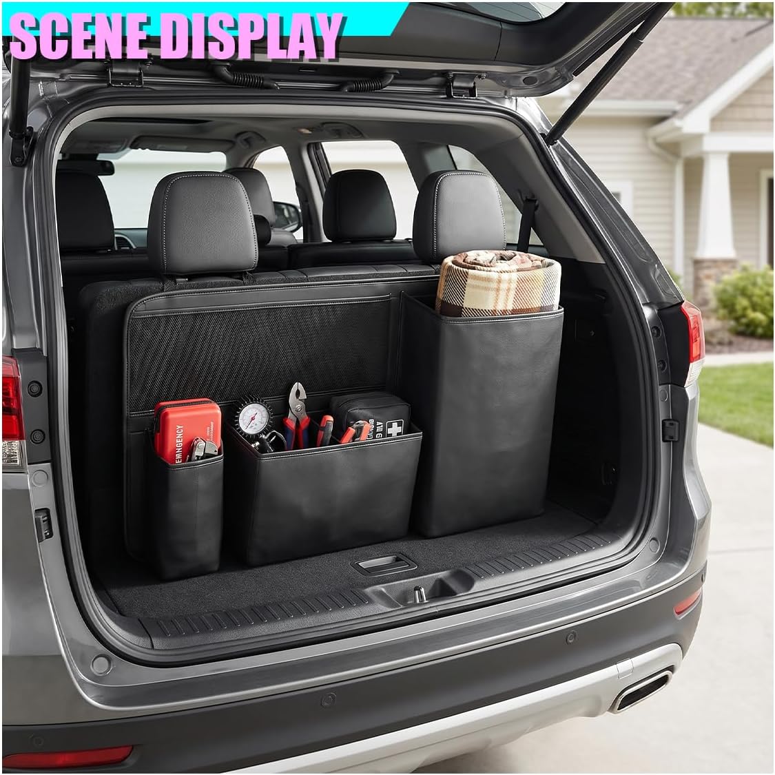 Car Trunk Hanging Organizer, Water-Resistant Large Capacity Car Backseat Storage Bag with Adjustable Straps, Automotive Interior Cargo Organizers for SUV MPV Truck(Bag)