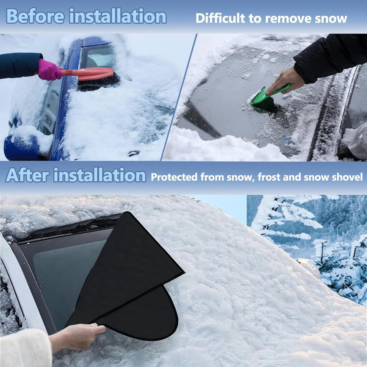 Windshield Snow Cover Compatible with 2018-2024 BMW X3, Best for Ice, Frost & Snow Removal - All Weather Winter & Summer Front Window Automotive Covers Sun & Snow-Shade Accessories (Style A)