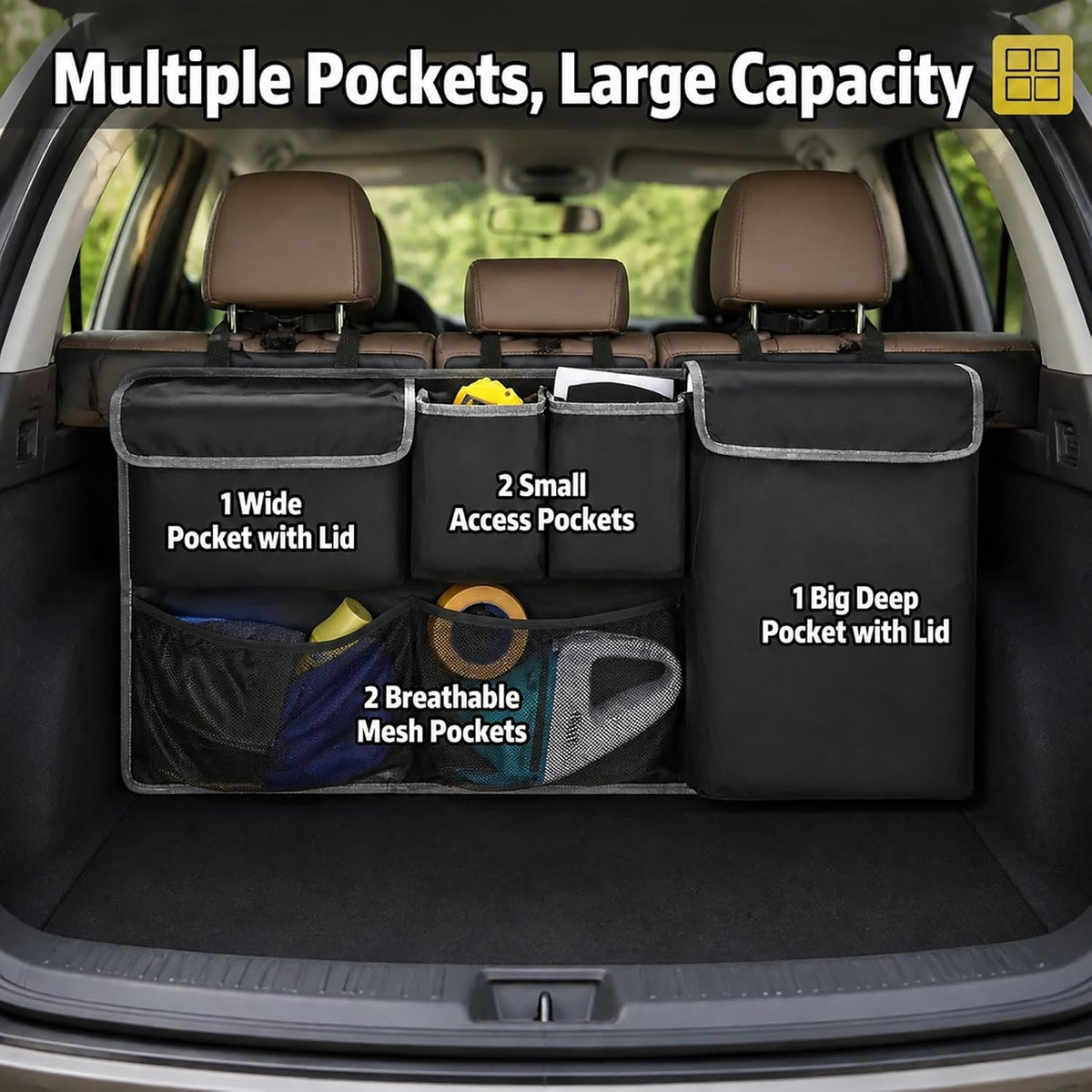 Car Trunk Organizer Backseat Hanging Storage Bag for 2000-2026 Subaru Crosstrek Forester Outback Ascent Premium Sport Limited Base Touring XT SUV Accessories