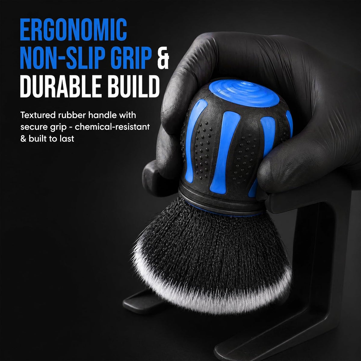 Car Detailing Brush, Car Cleaning Brush, Ultra Soft Fiber Auto Interior Dusting Brush with Storage Rack, Car Accessories Tire Shine Cleaning Tool Beauty Tools for Most Vehicles (Black Blue)