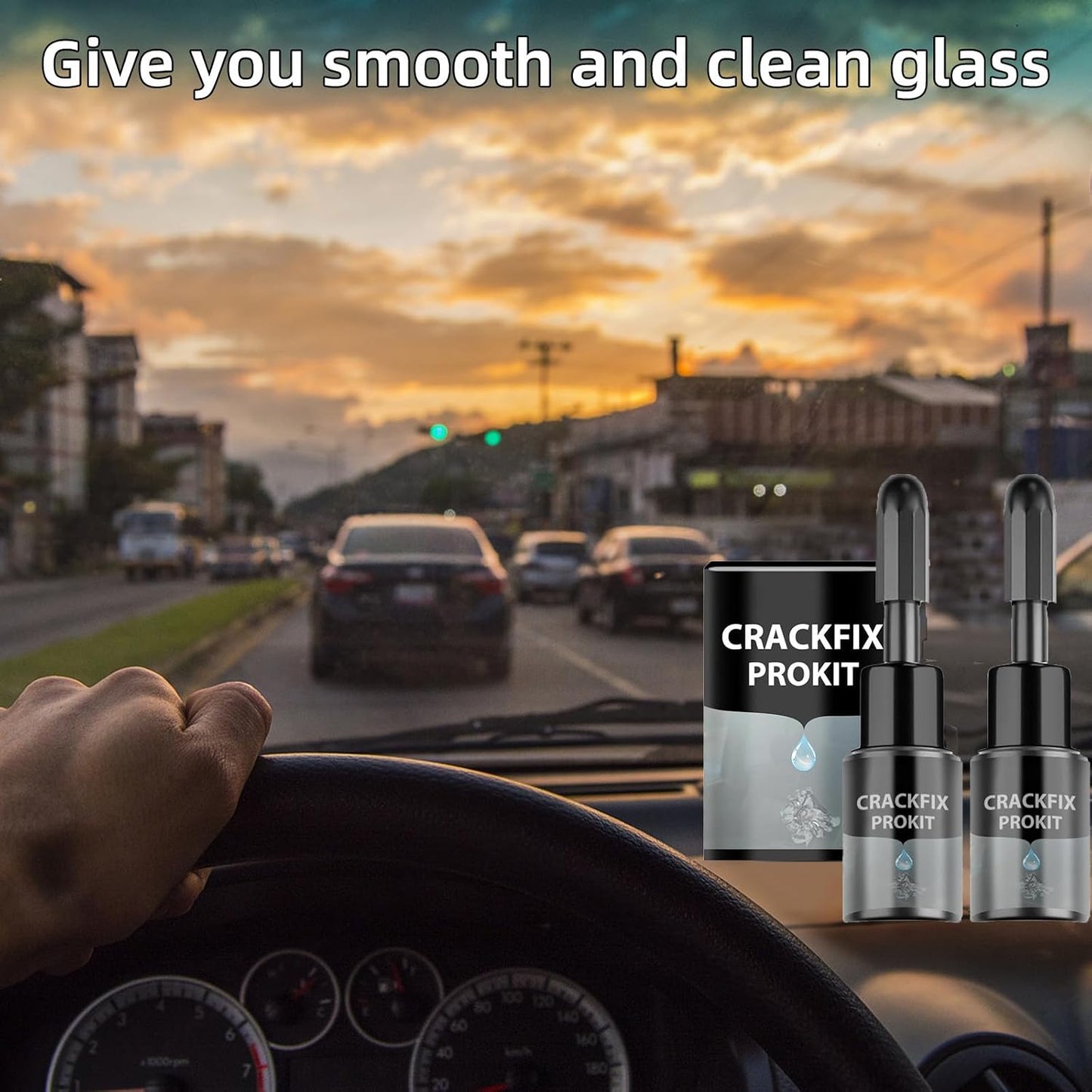 2PCS Crack Fix Pro Kit Windshield Repair Car for Auto Glass, Side Windows | Windshield Crack Repair Fluid Kit for Chips, Stars, Bulls-Eyes & Spiderweb Cracks