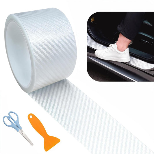 3D Carbon Fiber Clear Car Door Edge Protector, Anti-Collision Door Sill Guard Wrap Film, Universal Vehicle Door Edge Trim Guard 2.7 Inch x 33 Ft Transparent