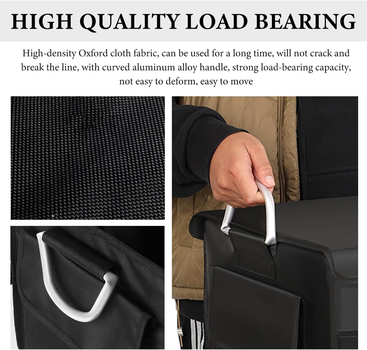 Trunk Organizer with Lid, 28L Collapsible Cargo Organizer with Aluminum Handles & Reflective Strip, Multi-Purpose Waterproof Oxford Storage Box for Cars Trucks SUVs Minivans (Gray)
