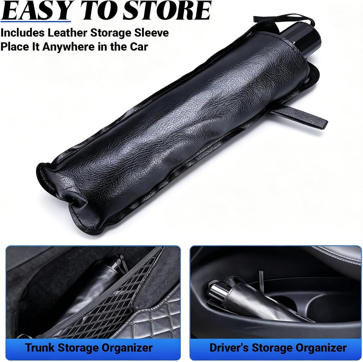 Windshield Sun Shade Umbrella, Foldable Car Sunshade, Ice Crystal Cooling Coating Car Sunshade & Heat Shield, UPF 50+ UV Protection, Spring-Enhanced Frame for Most Sedans SUVs (55"x31")