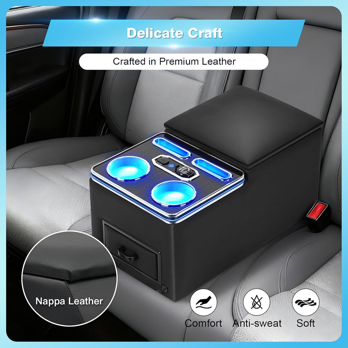 Center Console Universal for Trucks, Minivans, and SUVs with Chairging