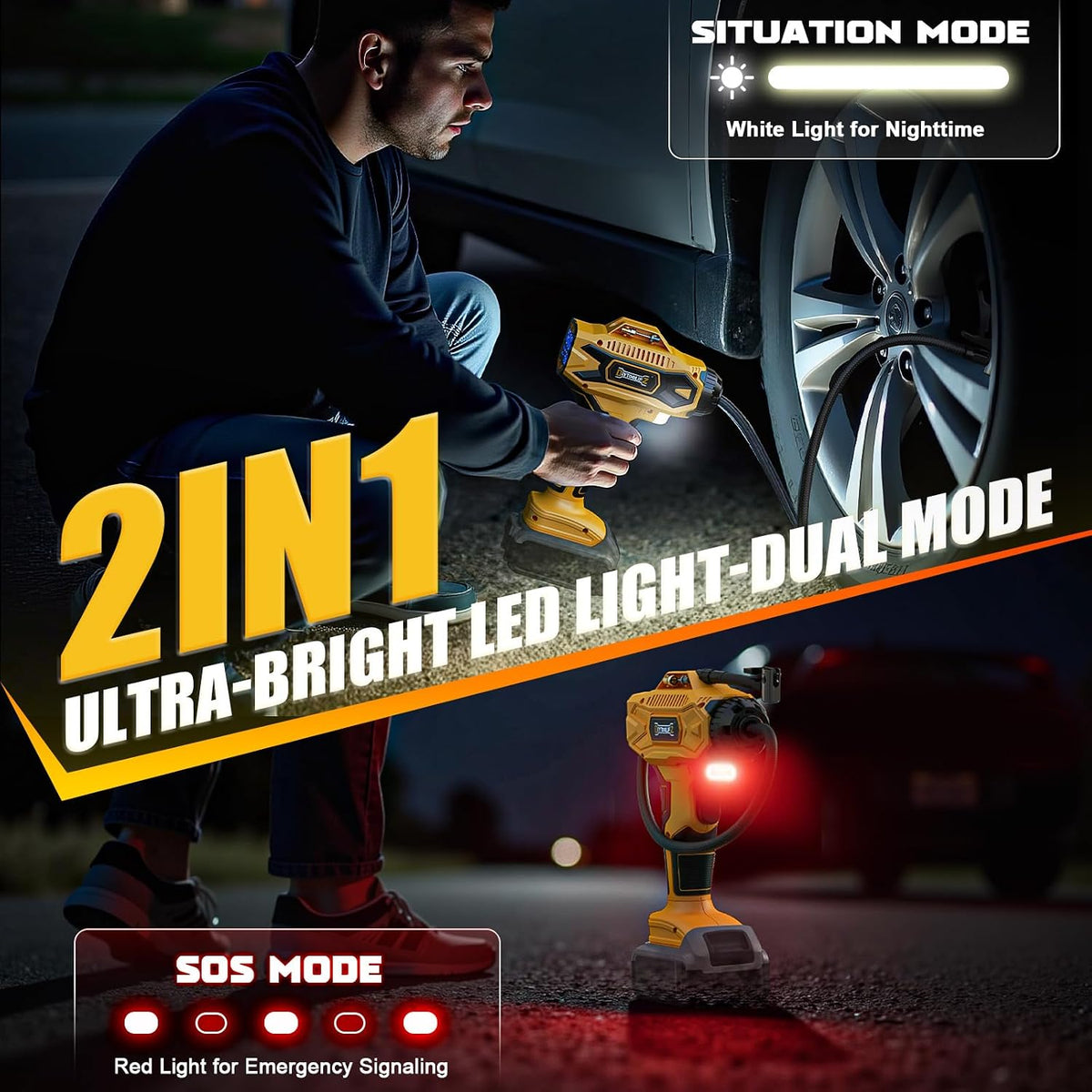 DIYtoolifz 160PSI Portable Tire Inflator Compatible with Dewalt 20V Battery