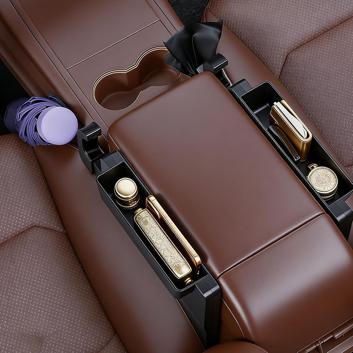 DYNAMI 2 in 1 Car Steering Wheel Tray &Seat Gap Storage Organizer