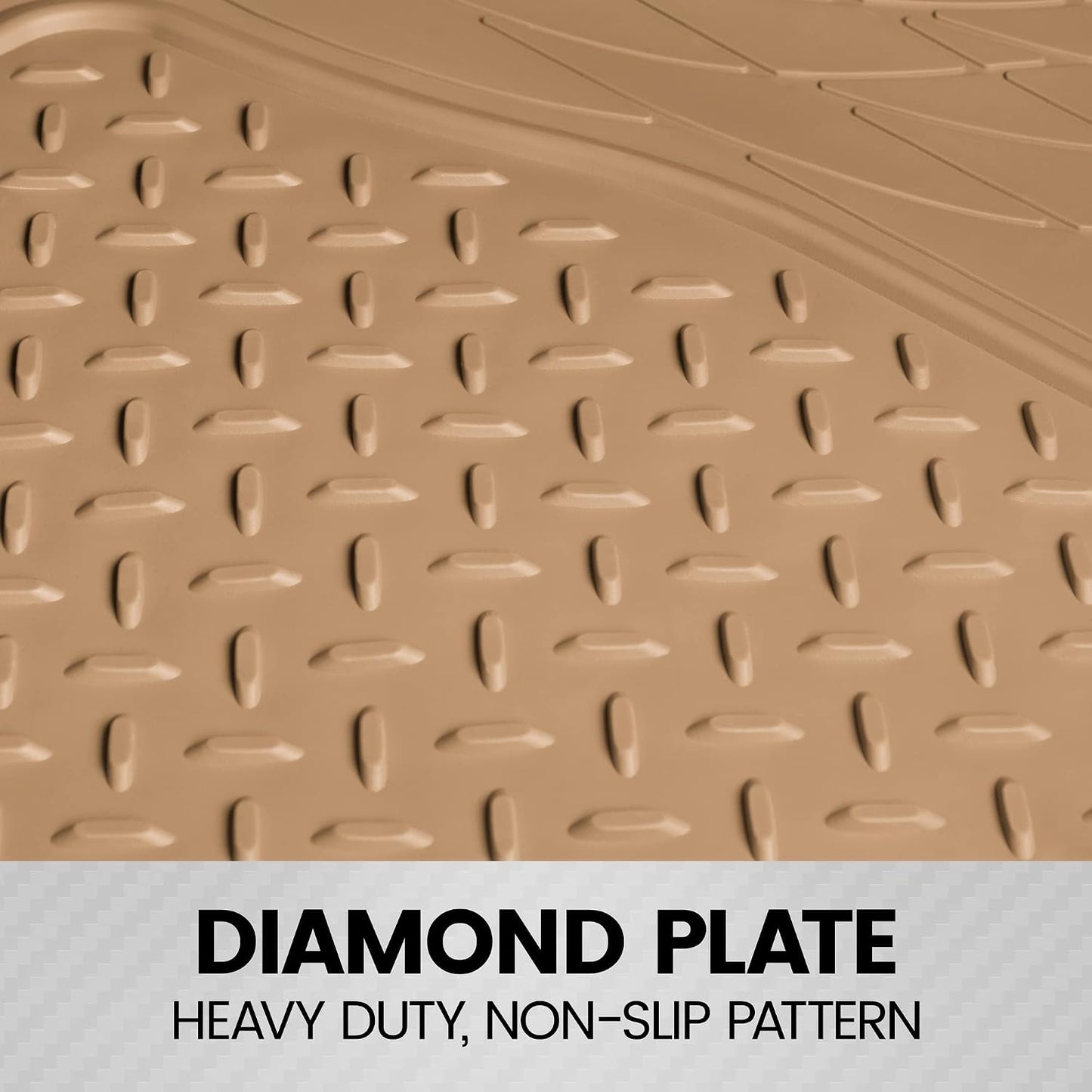 BDK Heavy Duty Rubber Cargo Mat Liner - All-Weather Trunk Protection, Trim-to-Fit Design for Cars, SUVs, Vans &amp; Trucks - Non-Slip, Waterproof, Durable Cargo Floor Liner - 46" x 56.75" x 0.25" - Beige