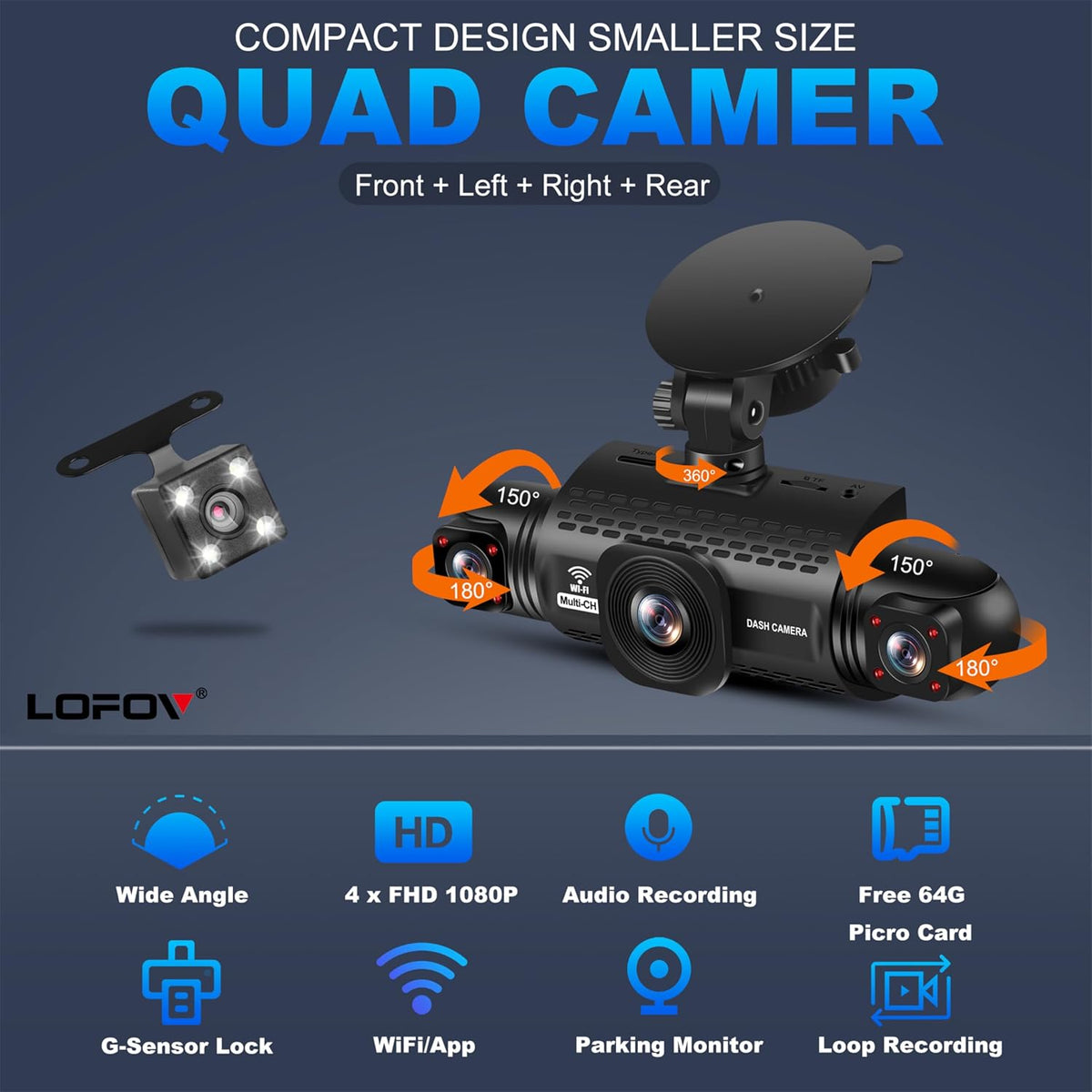 4 Channel Dash Cam 360° View 5G WiFi & APP Control