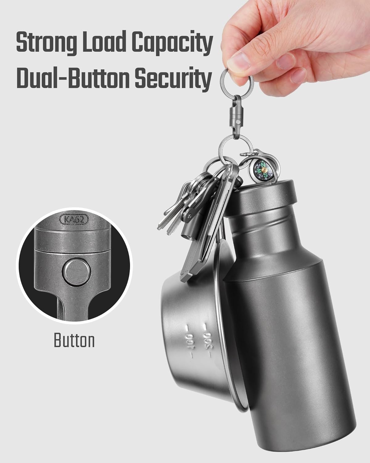 KeyUnity Titanium Magnetic Quick Release Keychain, One-Hand Detachable Connector for Car Keys, USB Drives and EDC, Gear, KA62 Compact-1 Pack