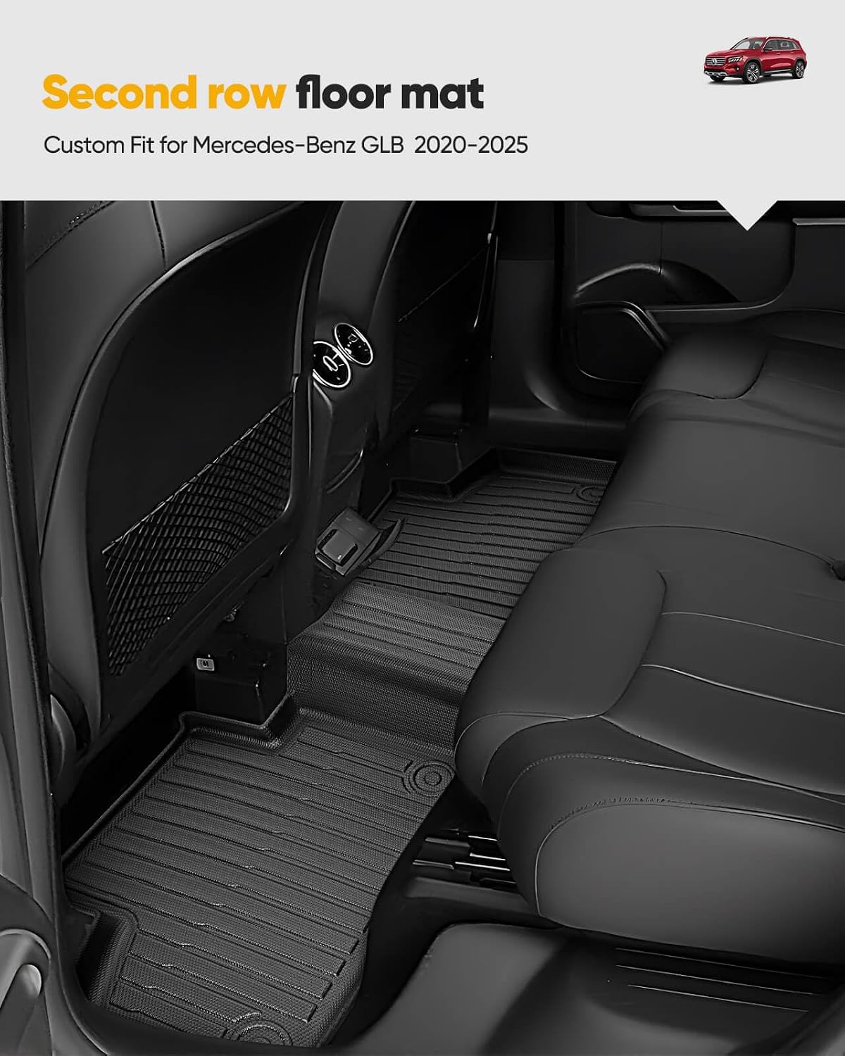 All Weather Floor Mats & Upper Cargo Liner for Mercedes Benz GLB 2026 2025 2024 2023 2022 2021 2020, Heavy Duty Custom Fit for GLB 250 Front 2nd Row, Non-Slip Black Car Accessories
