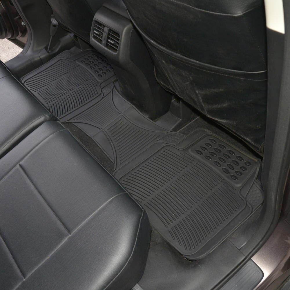 BDK Heavy Duty Rugged Ridged Complementary Rubber Rear Floor Mats Liners, All Weather Protection, Designed for Trucks Cars Sedan SUV
