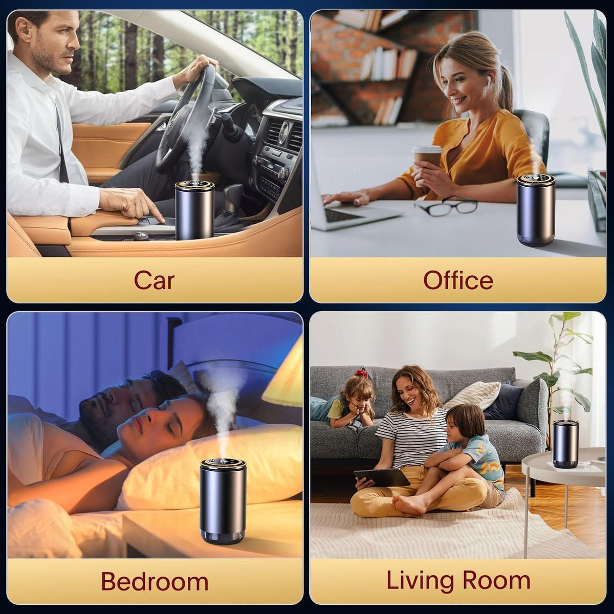 Smart Car Air Fresheners Diffuser with Starry Sky Projection Adjustable Scent, Essential Oil Diffusers for Automatic On/Off Automatic Aroma Diffuser with 50ml Car Perfume- Cologne