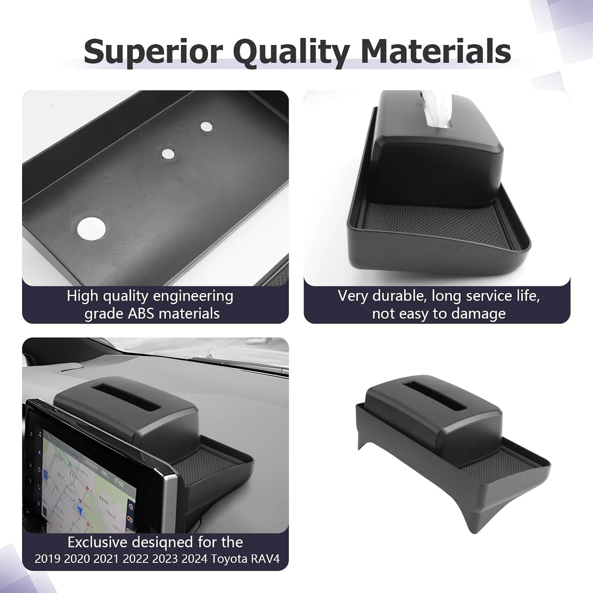 LUWU 2024 RAV 4 Dashboard Storage Tray Compatible with 2019-2022 2023 2024 2025 Toyota RAV 4 Accessories Center Console Display Box Hidden Tray Silicone Organizer Tray w/Tissue Box Behind Screen