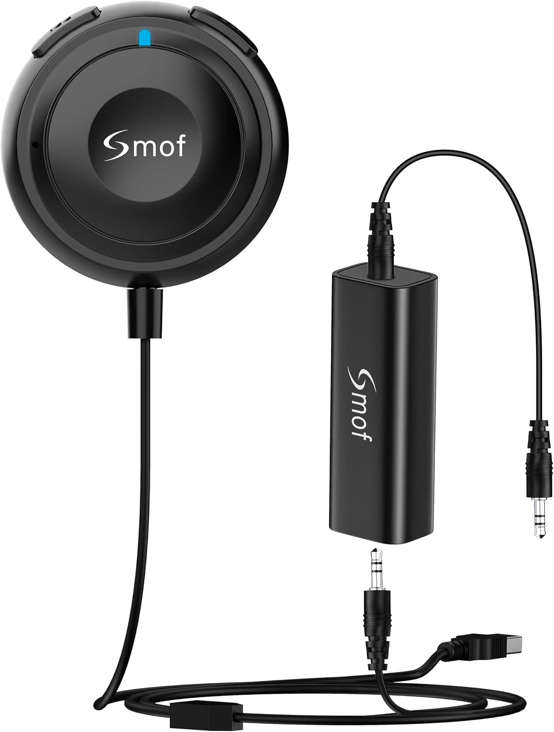 Smof Bluetooth Aux Car Adapter, BT5.2 Audio Receiver for Car/Home Stereo