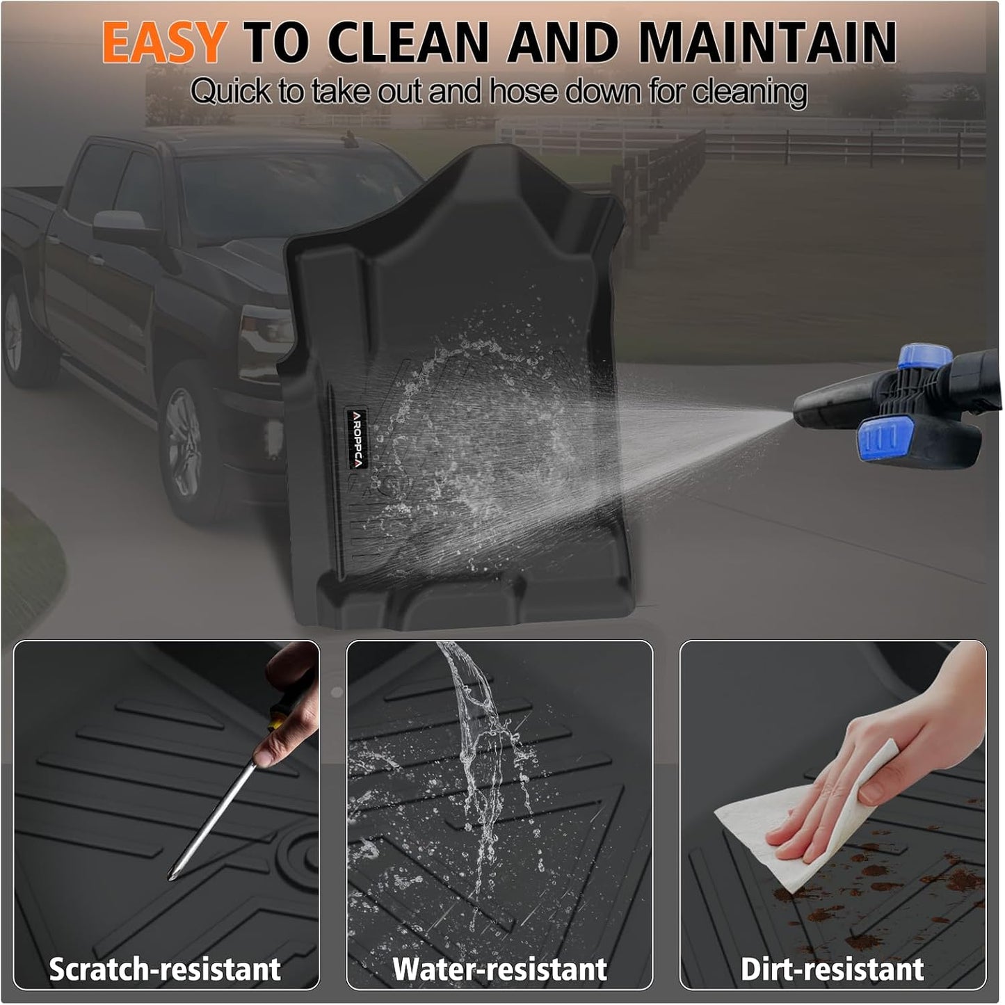 All Weather Car Floor Mats for 2014-2018 Chevrolet Chevy Silverado/GMC Sierra 1500 Crew Cab, 2015-2019 Silverado/Sierra 2500 HD/3500 HD Crew Cab, TPE Floor Liners for Chevy Silverado Accessories
