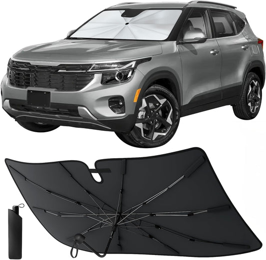 EcoNour Umbrella Windshield Sun Shade, Foldable Front Umbrella Car Windshield Shade with UV & Heat Protection | Sun Visor for Car 57"x36.75"