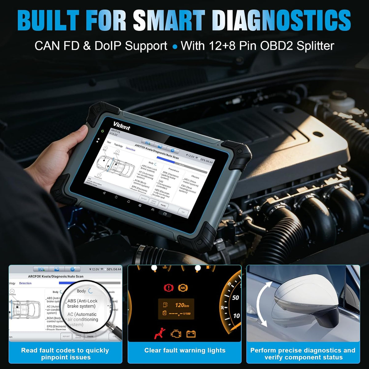 VIDENT OBD2 Scanner Diagnostic Tool, 7" Professional Full‑Car Scan Tool