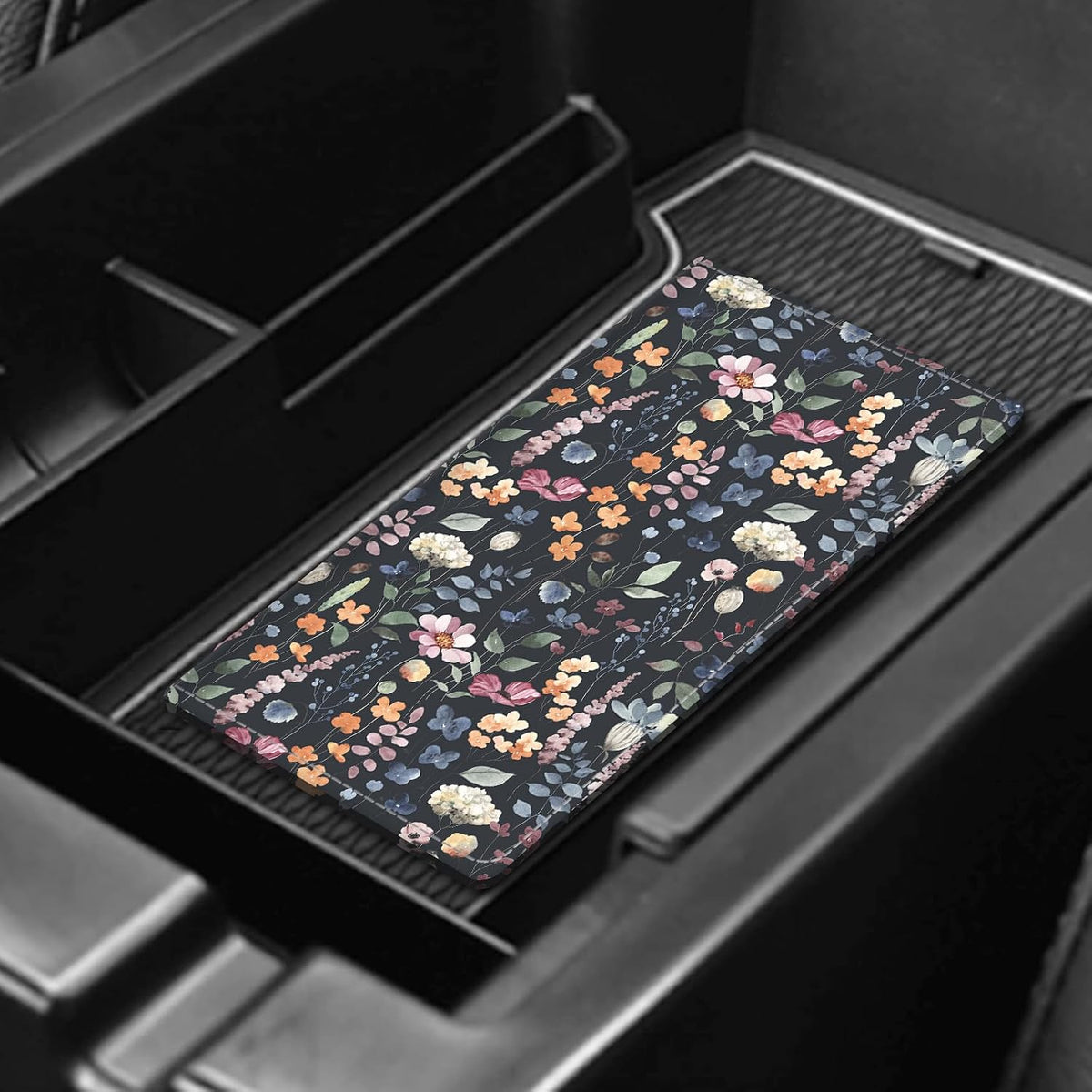 Leather Car Registration and Insurance Card Holder, Cute Car Accessories Vehicle Glove Box Car Organizer for Documents, Cards, License Colorful Boho Leaf