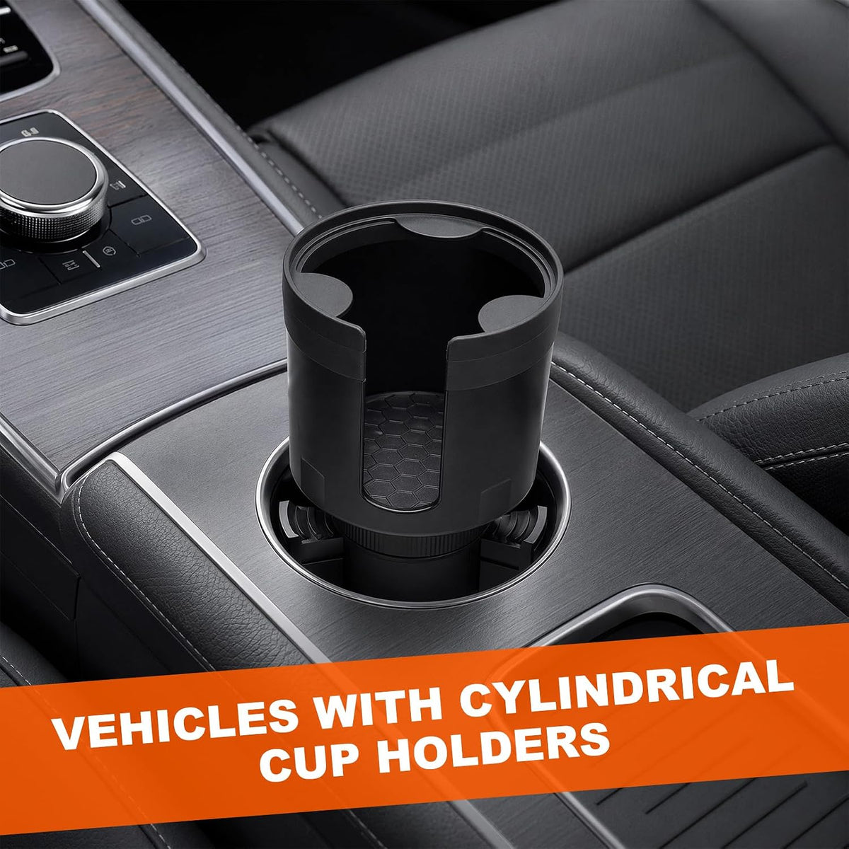 Car Cup Holder Extender, Expandable Auto Cup Holder Adapter with Adjustable Base & Rubber Pad, Waterproof Vehicle Bottle Holders Expander Fits Most Bottles, Car Accessories