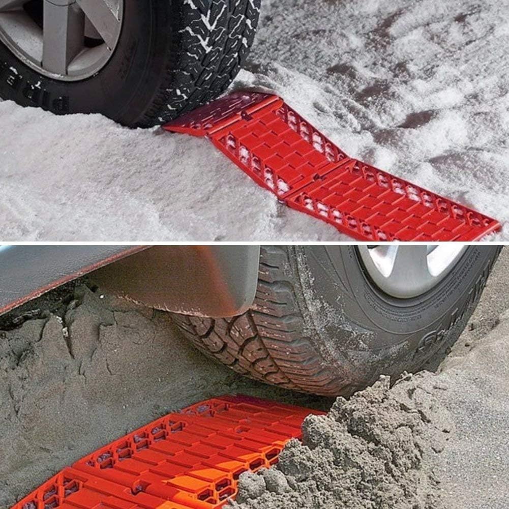 Foldable Emergency Tire Traction Pad, Car Escaper, Ideal to Unstuck Your Car From Snow, Ice, Mud and Sand -2 Pack