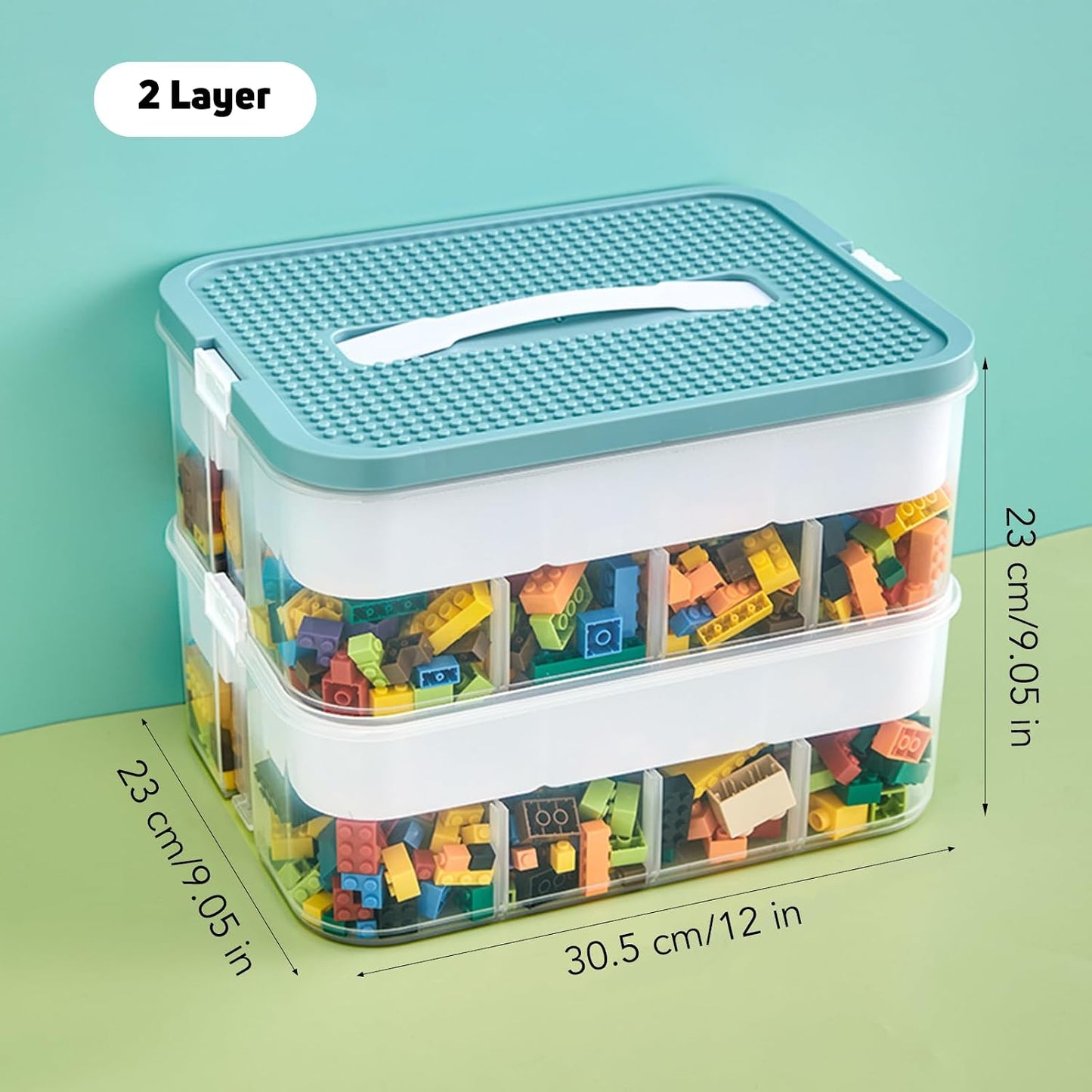 Toys Organizer Storage Case Plastic Storage Container Box for Lego Stackable Building Block Playroom Organization Bin for Lego, Board Games, Craft Supplies