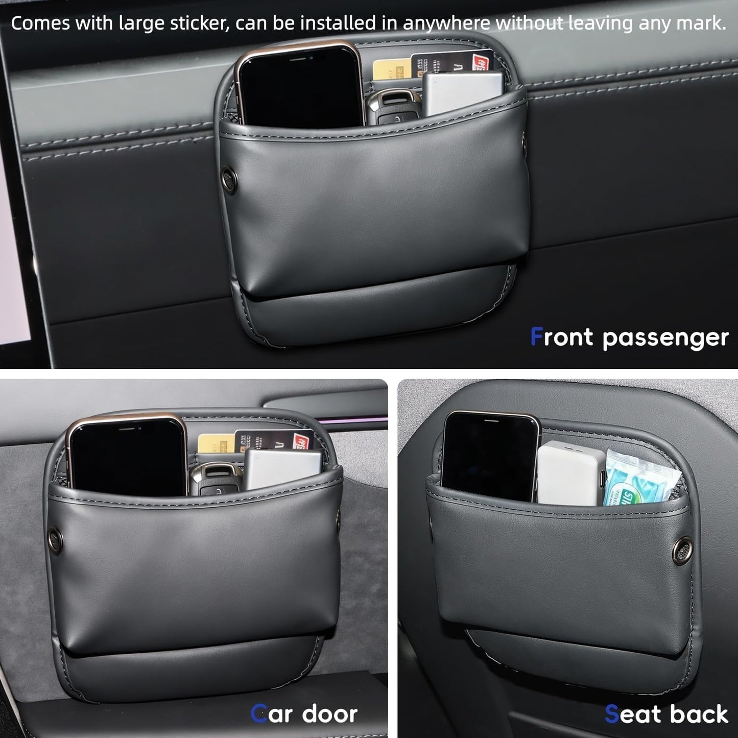 MARCHFA Car Seat Side Pocket Organizer Car Pocket Pouch for Seat, Door, Console, Car Seat Gap Filler Organizer Multifunctional Car Organizer Accessories for Phone Sunglasses Keys Cards (Large)