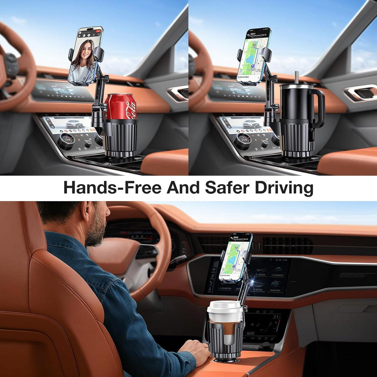 Coolpow Car Phone Holder Mount, 2 in 1 Universal Cup Car Phone Holder